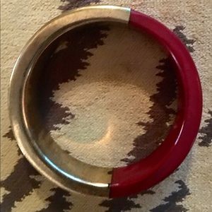 Gold & Cranberry Red vintage bangle